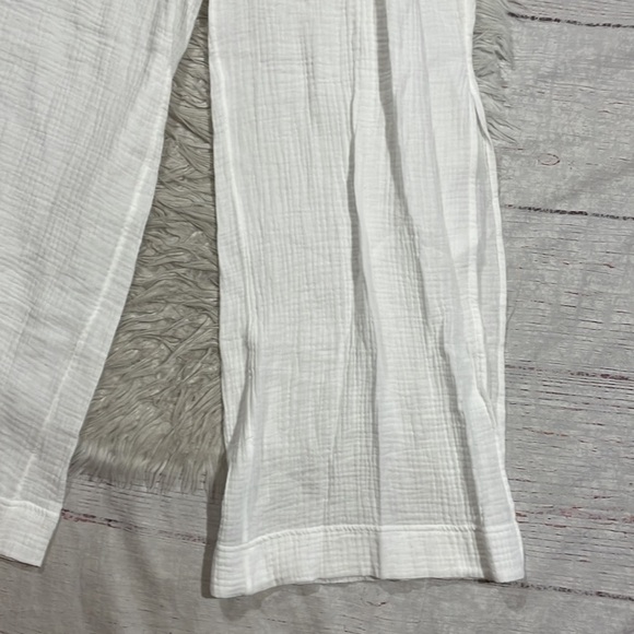 NWT Jonathan Simkhai EMBRY GAUZE COVERUP white wide leg pants - Picture 9 of 13
